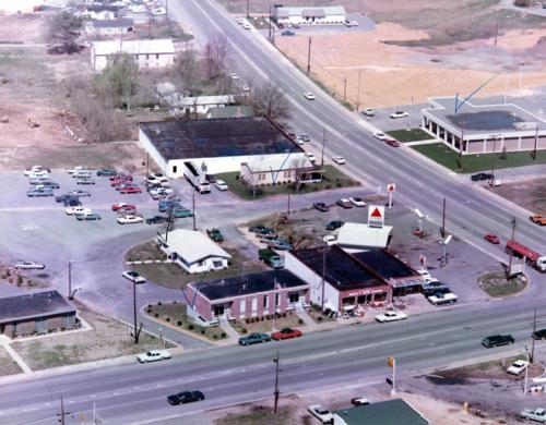 1964 view of area just south and west of the red light