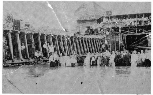 A baptism in Town Creek at Chavies - '30s or '40s
