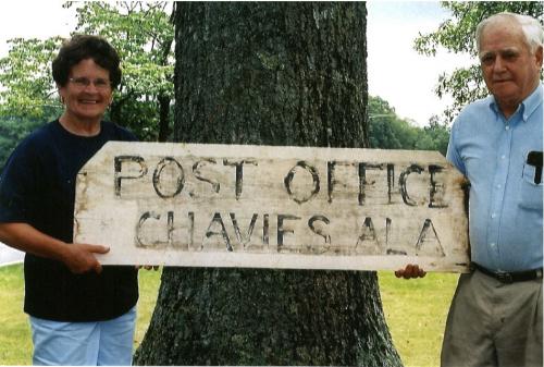 Some citizens preserved an old Chavies Post Office sign