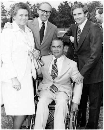 Maxine Barron, Dr. Marvin Barron and Lowell Barron with George Wallace