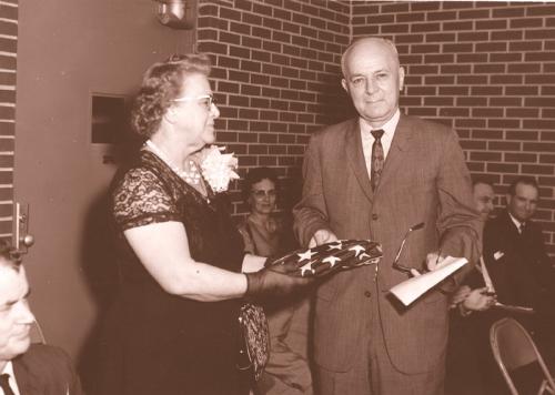 Postmistress Genie Lister with Congressman Albert Rains